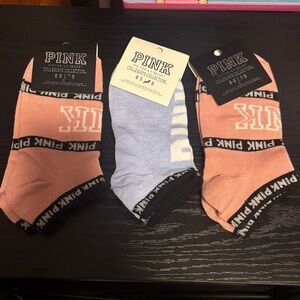 PINK Victoria's Secret  Trio - Peach & Light Blue with Black Trim